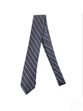 Michael Kors Stripe Silk Tie Gray Blue Length 58"